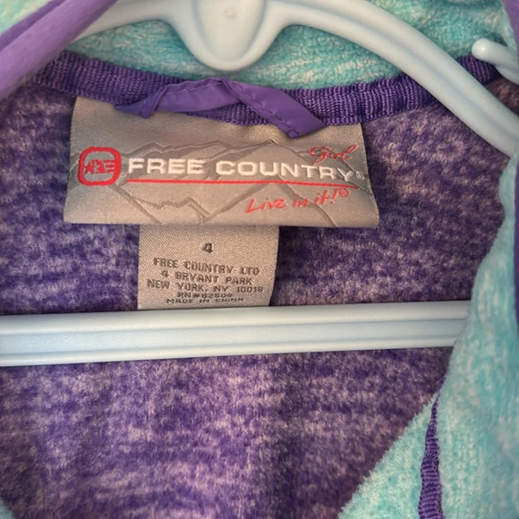 Free County Toddler Girls' Glee Fleece Pullover Ultra Violet Color Block Size 4t - Picture 2 of 5
